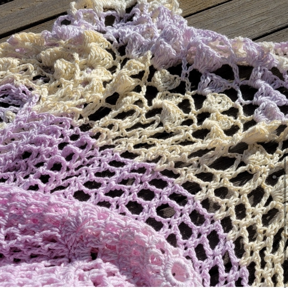 Handmade Crocheted Shawl with Train - Color Changing - Picture 4 of 8